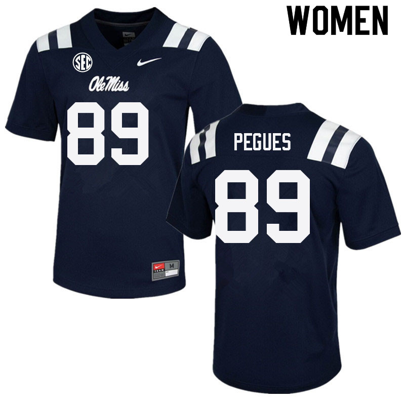 JJ Pegues Ole Miss Rebels NCAA Women's Navy #89 Stitched Limited College Football Jersey YIN3258TI